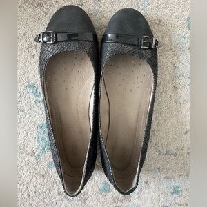 Ecco Women's Textured Black Loafers with Buckle